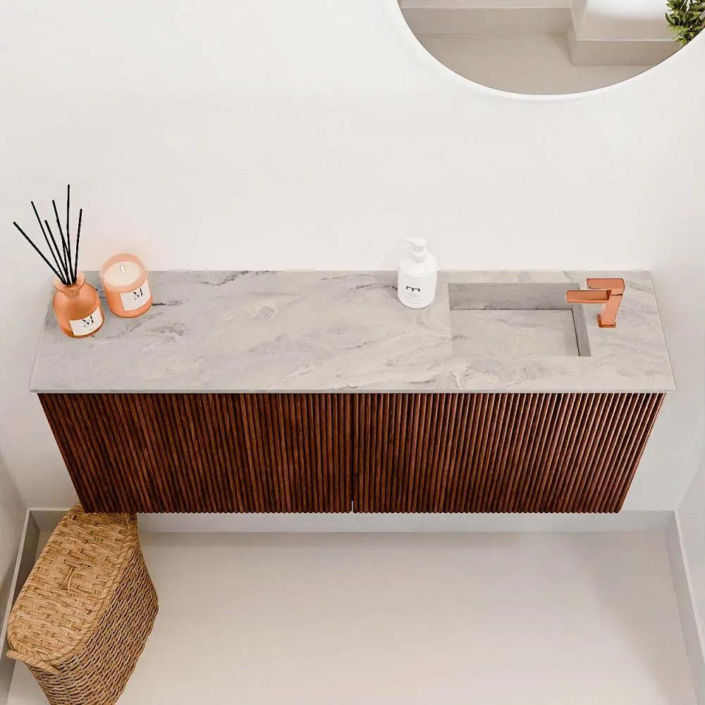 Mondiaz Joya DLux 100cm toiletmeubel ruby met wastafel faye rechts 1 kraangat glace