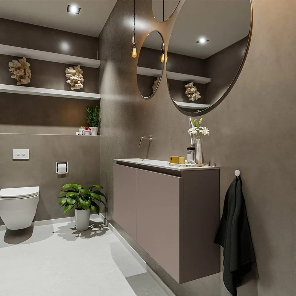 Mondiaz Ture 100cm toiletmeubel smoke met wastafel talc links geen kraangat