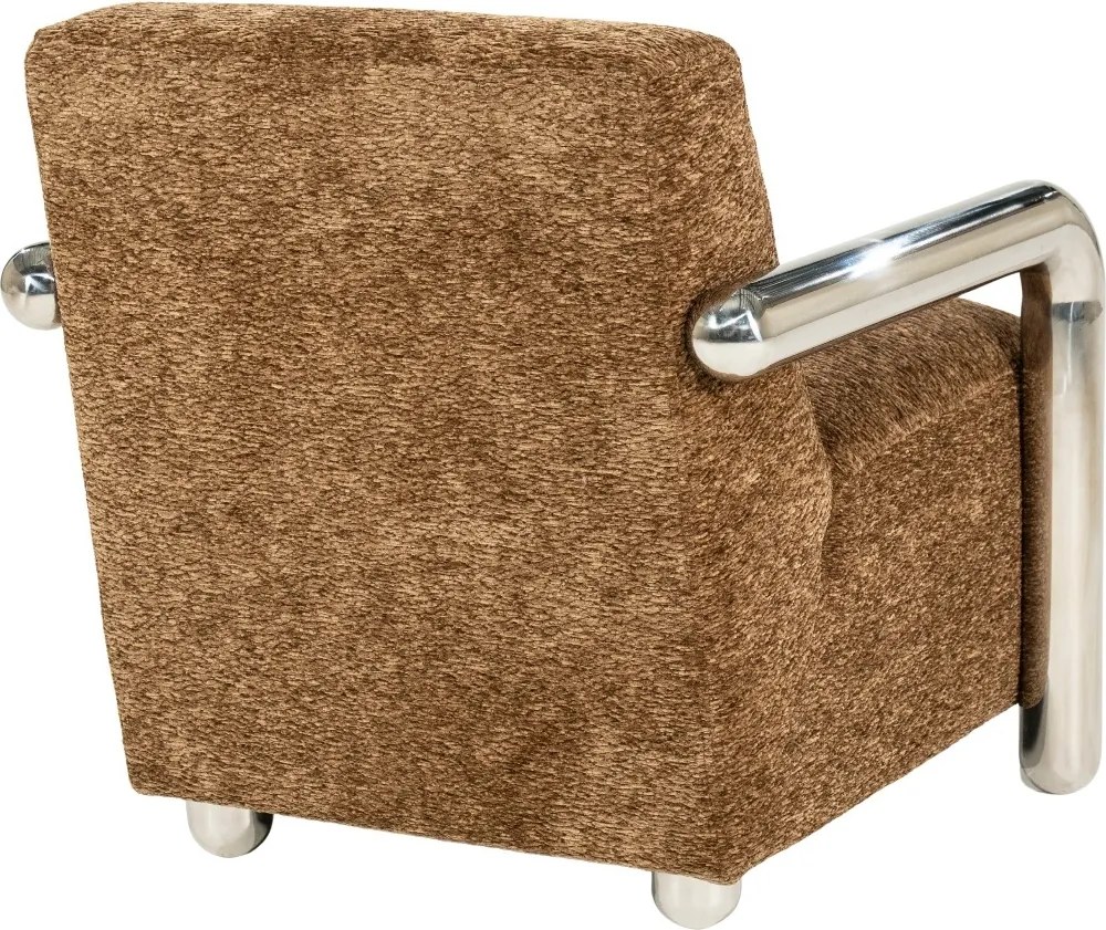 Fauteuil Chromen Armen Bruin