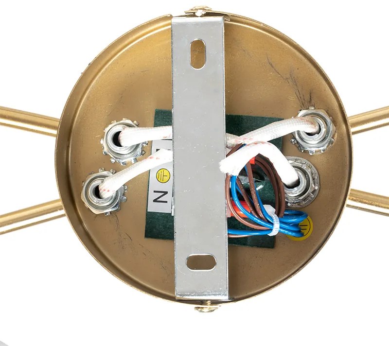 Moderne plafondlamp goud 4-lichts met smoke glas - Athens