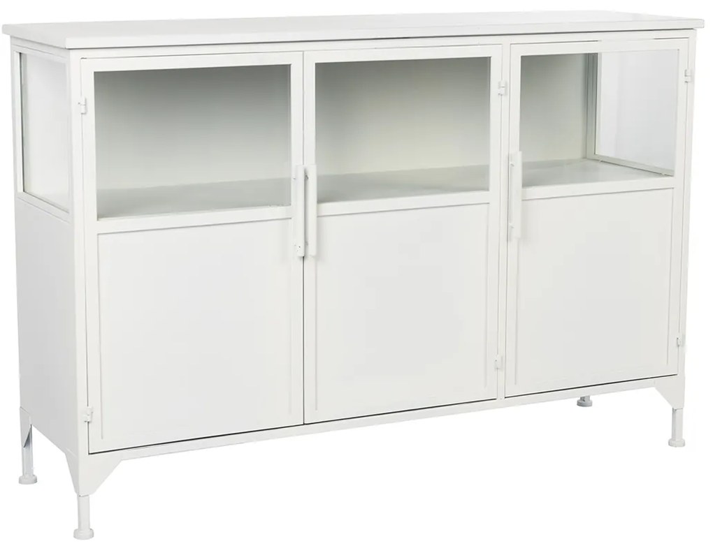 Wit Dressoir Van Ijzer En Glas - 120x35x80cm.