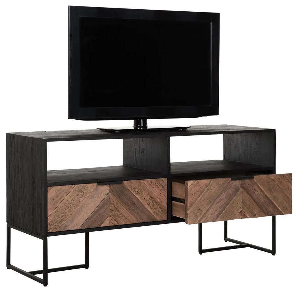 DTP Home Criss Cross Tv-meubel Zwart Visgraat - 120x40x60cm.