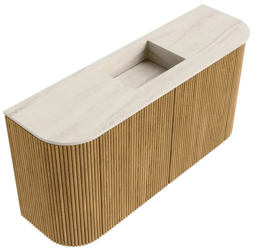 Mondiaz Joya DLux 85cm toiletmeubel ronding links/rechts oak met wastafel faye midden zonder kraangat meli