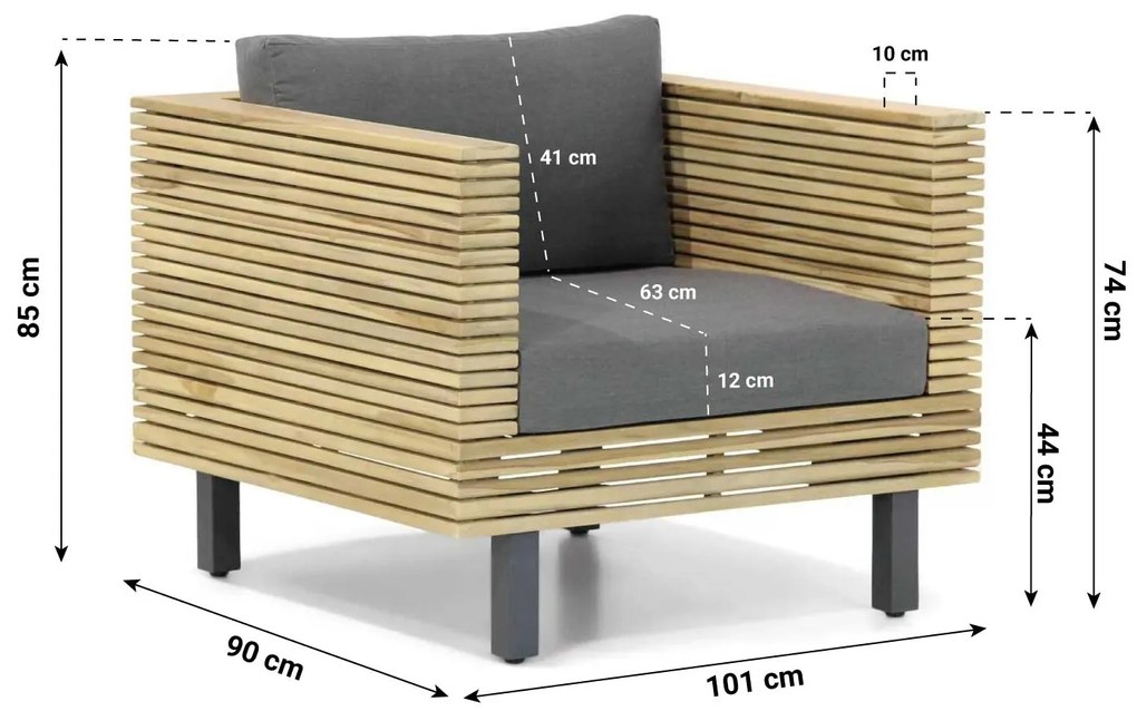 Dining Loungeset 6 personen Teak Old teak greywash  Lifestyle Garden Furniture New York