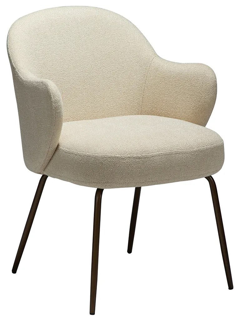 Dan-Form Bae Luxe Eetkamerstoel Met Armleuningen Almond Shimmer Boucle