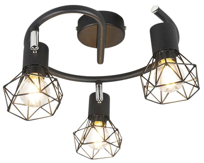 Art Deco Spot / Opbouwspot / Plafondspot zwart draai- en kantelbaar 3-lichts - Mosh Modern E14 rond Binnenverlichting Lamp