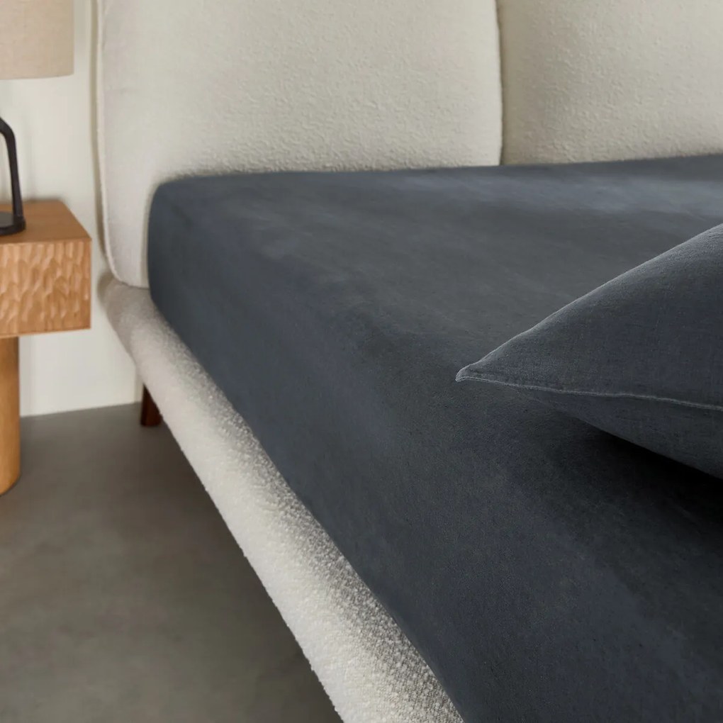 Hoeslaken in gewassen linnen, Elina voor dikke matras