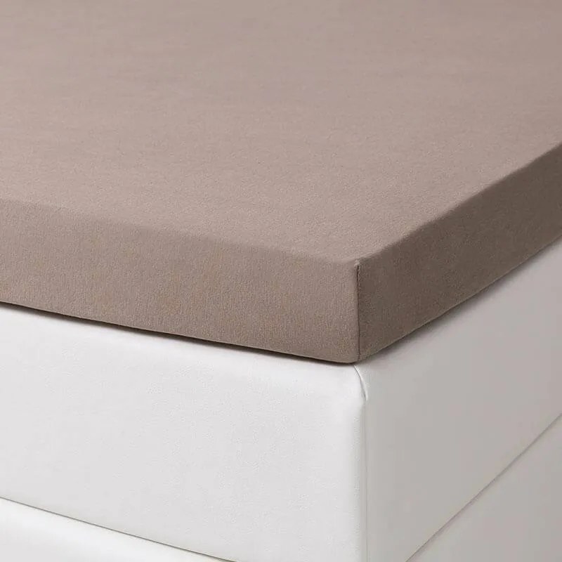 Dekbed-Discounter 2-PACK Jersey Stretch Splittopper Hoeslakens - Taupe 140 x 200/210 cm