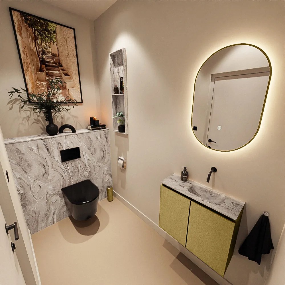 Mondiaz Ture DLux toiletmeubel 60cm oro met wastafel glace rechts zonder kraangat