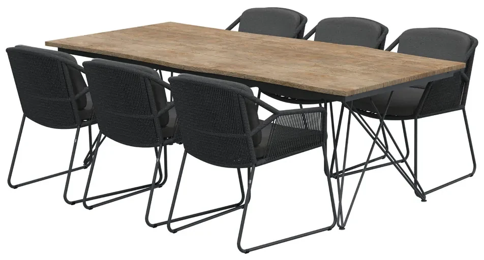 4 Seasons Outdoor Accor tuinset met Tampa tafel Robusto teak blad 220 cm houtkleur weerbestendig