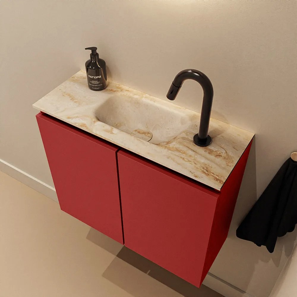 Mondiaz Ture DLux toiletmeubel 60cm fire met wastafel frappe midden met kraangat