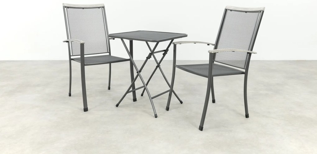 Royal Garden Balero stapelbare balkonset 3-delig strekmetaal 60x60 cm.