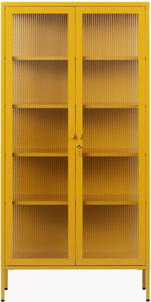 Metalen vitrinekast The Collector met gefacetteerd glas