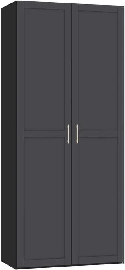 Kledingkast STOCK 2-deurs - zwart/antraciet - 236x101,9x56,5 cm - Leen Bakker