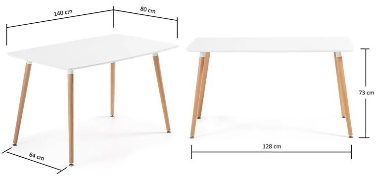 Kave Home Wad Eettafel Wit Met Eiken 140 Cm