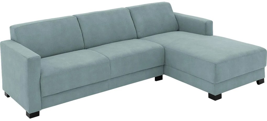 Goossens Bank My Style blauw, microvezel, 2,5-zits, stijlvol landelijk met chaise longue rechts