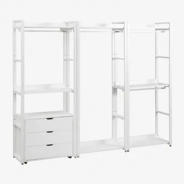 Open Modulaire Kast Van 3 Delen Met Lades Van Staal En Mdf Ariaster Wit - Sklum