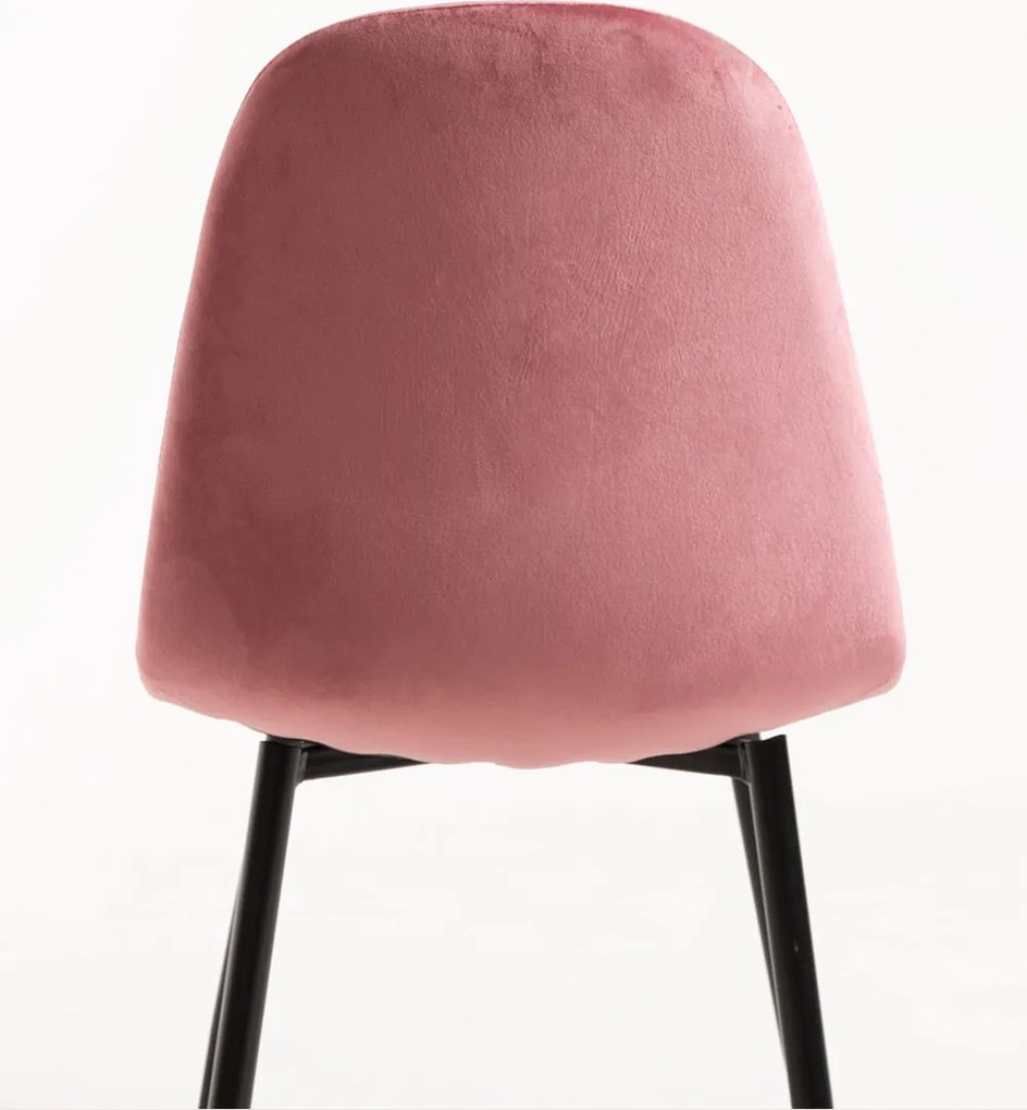 Set 4 Teok Black Fluwelen Stoelen