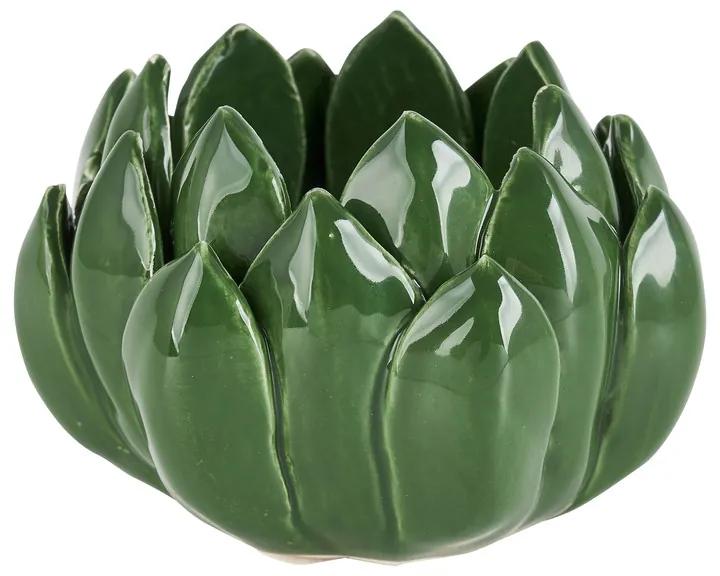 Lotus theelichthouder - groen - Ø8.2 cm