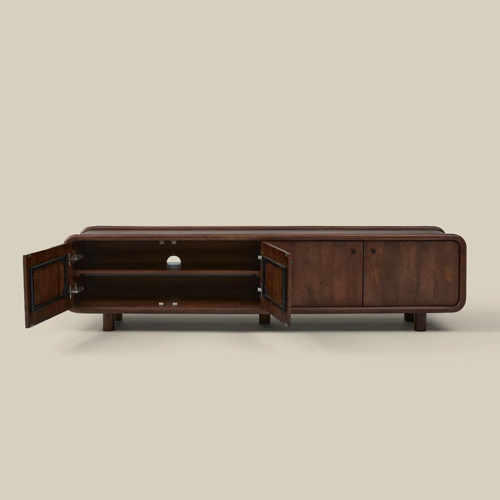 Tv-meubel Hout Met Ronde Hoeken 200 Cm - 200x43x50cm.