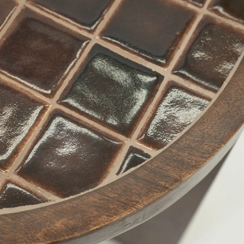 Bijzettafel Hout Met Tegeltjes - 40 X 40cm.