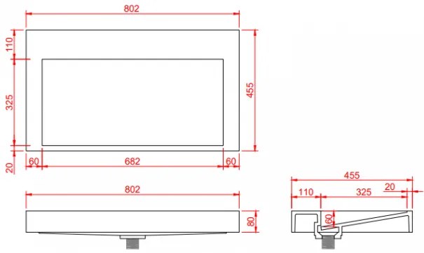 Fontana Houston zwart badkamermeubel 80cm ribbelfront geen kraangat