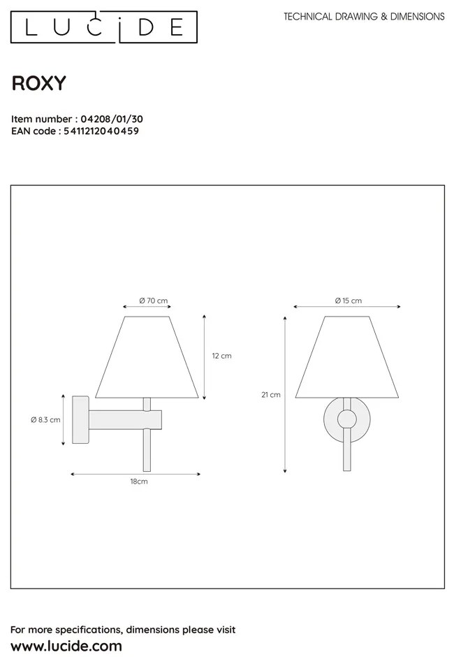 Lucide Roxy wandlamp 33W zwart