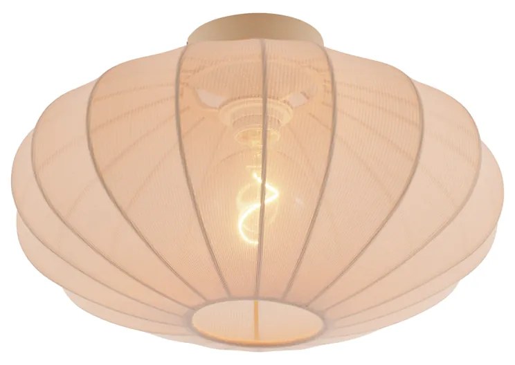 Japandi plafondlamp beige met stoffen kap - Bida Design E27 Scandinavisch rond Binnenverlichting Lamp