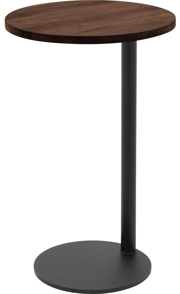 Goossens Nachtkastje Oval, Voet ovaal metaal ral 9005 zwart, blad massief eik