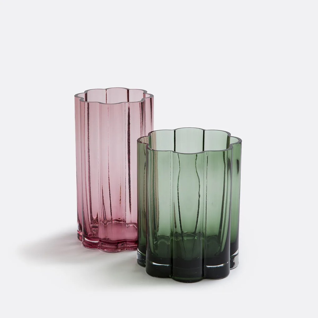 Amberkleurige glazen vaas H20 cm Helia
