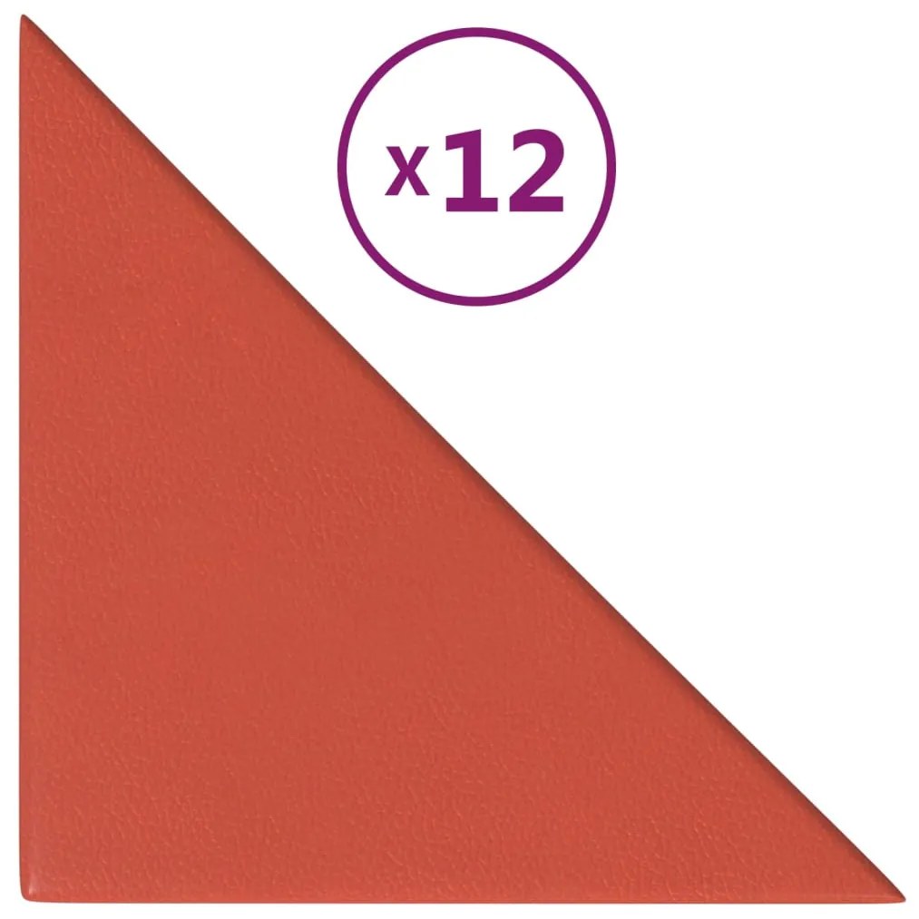 vidaXL Wandpanelen 12 st 1,08 m² 30x30 cm kunstleer rood