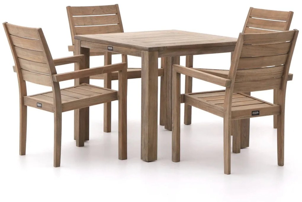 + 15% kassakorting | Diningset ROUGH  | 4 personen teakhout | Tuinset stapelbaar | 5-delig | Kees Smit Tuinmeubelen