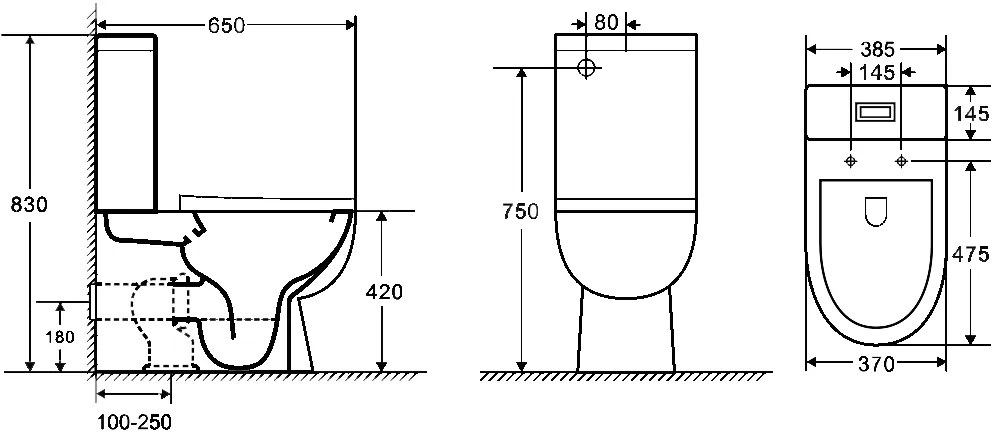 Badstuber Siena duoblok staand toilet met reservoir en zitting