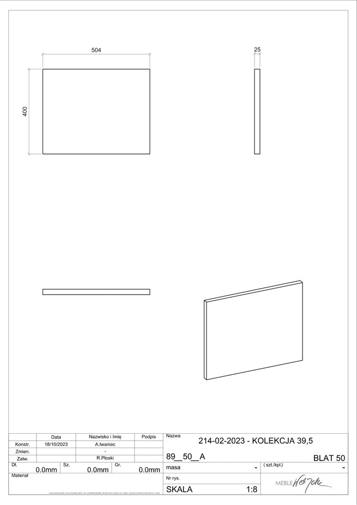 Comad Nova Oak wastafel toppaneel 50cm eiken