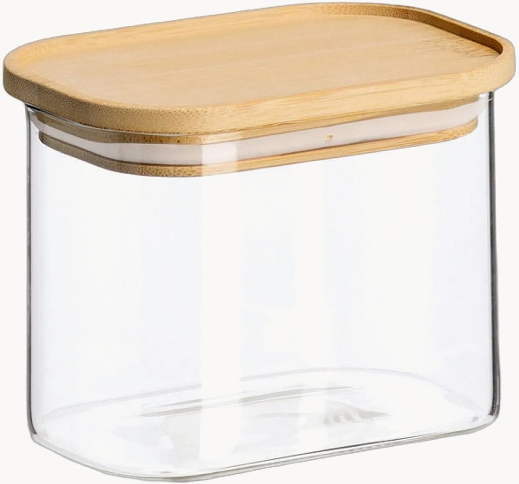 Opbergpotten Pure van borosilicaatglas met bamboe deksels, 6-delig