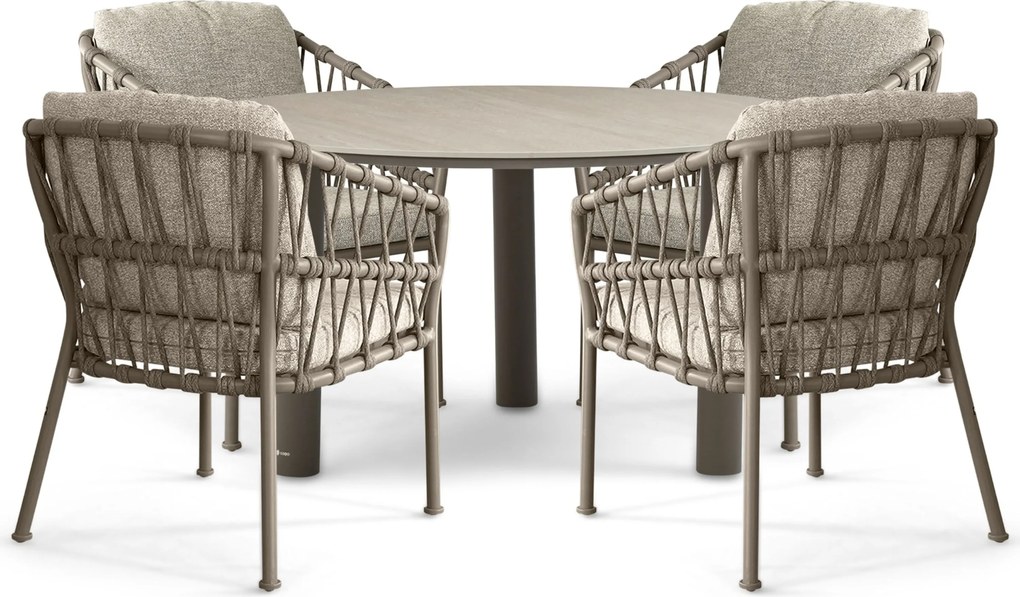 Tuinset 4 personen 140 cm Rope Taupe Santika Furniture Santika