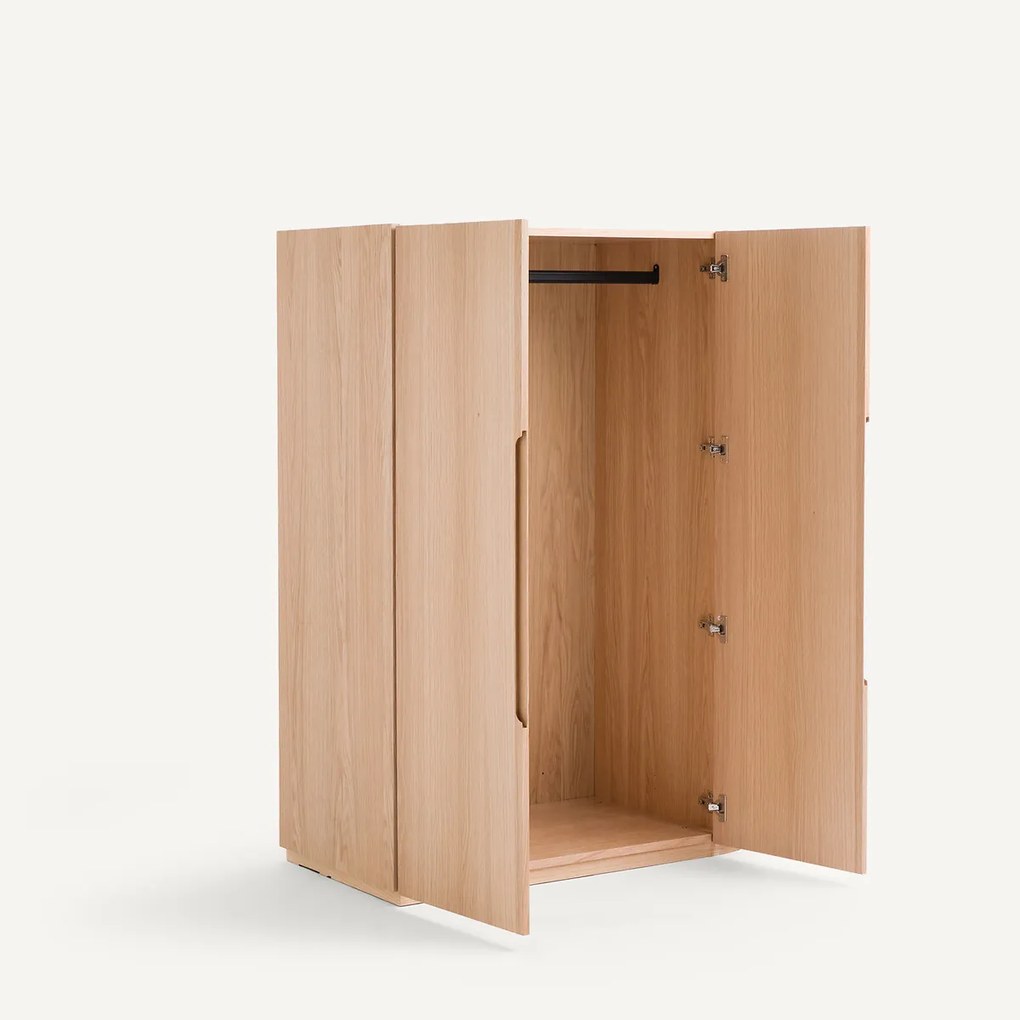 Element met ronde hoek voor modulaire kledingkast, in eikenfineer, EVORIA