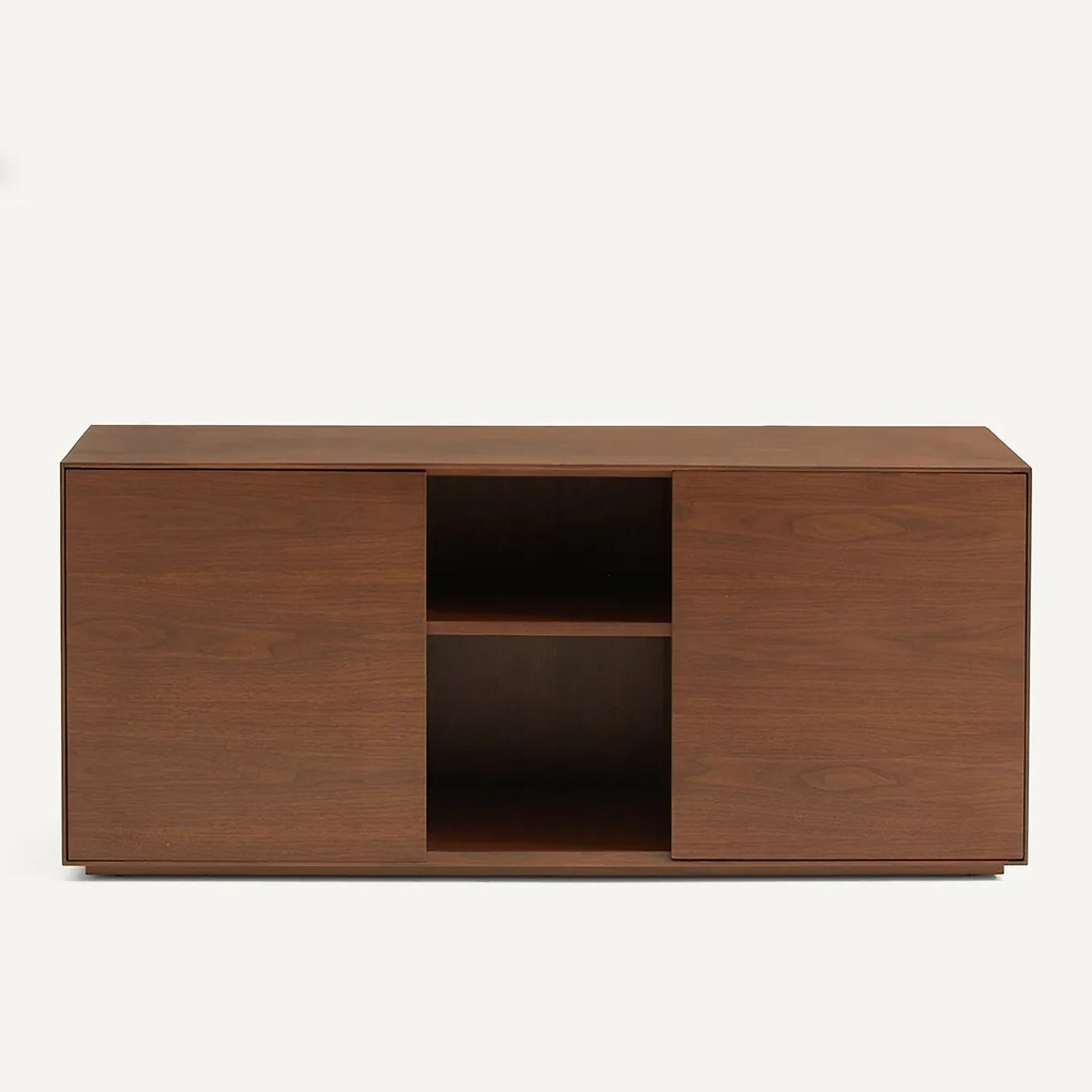 MDF 2-deurs bureauonderbouw, notenhout gefineerd, MIKUBE
