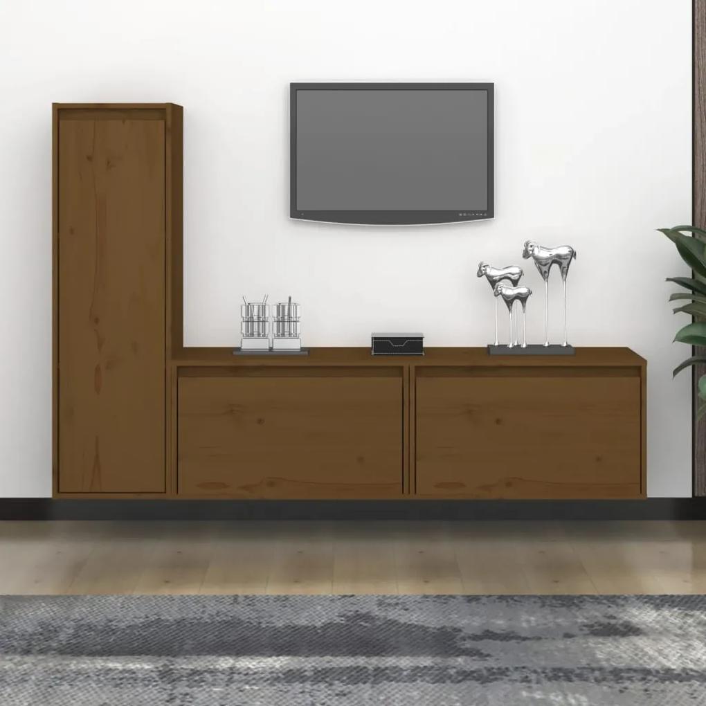 vidaXL Tv-meubelen 3 st massief grenenhout honingbruin