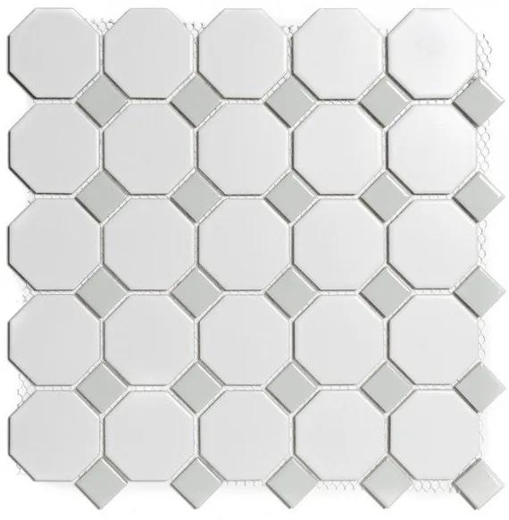 The Mosaic Factory Paris mozaïektegel 5,6x5,6x0,6cm en 2.3x2.3x0.6cm wandtegel voor binnen en buiten overig Keramiek wit met grijs PAOC140300