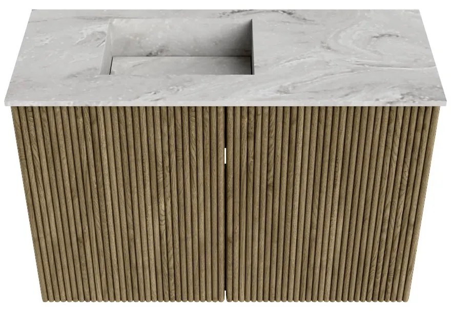 Mondiaz Joya DLux 60cm toiletmeubel dusk met wastafel faye links zonder kraangat glace