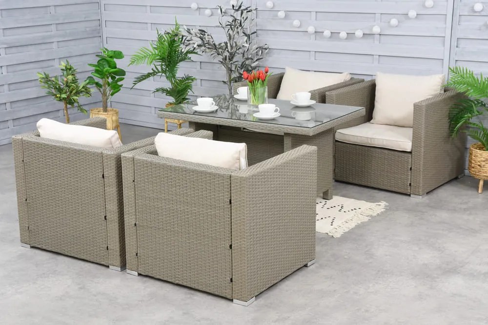 Roma Premium 4 Garden Point lichtgrijs technorattan tuinmeubelen