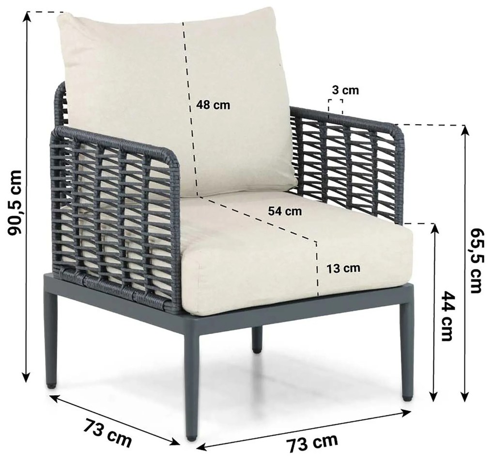 Stoel en Bank Loungeset 5 personen Aluminium/wicker Grijs Coco Ibiza