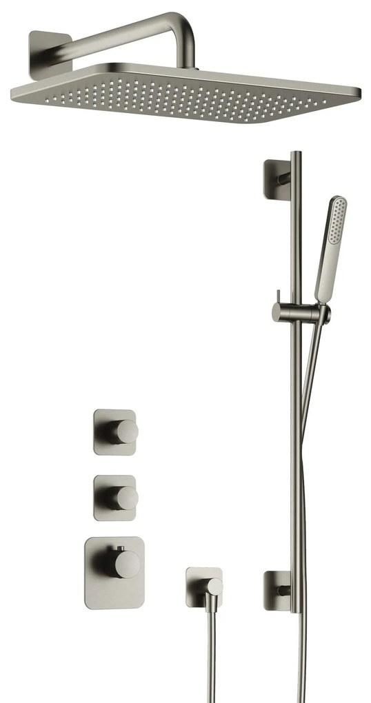 Hotbath Gal IBS40GNP High Flow inbouwdouche met glijstang en 27x40cm hoofddouche geborsteld nikkel PVD