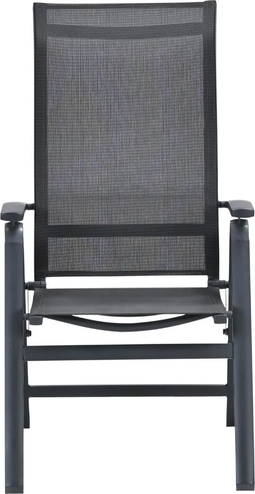 Garden Impressions Siena tuinstoel verstelbaar donker grijs - 2 stuks