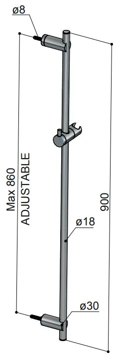 Hotbath Archie glijstang 90cm gunmetal geborsteld PVD