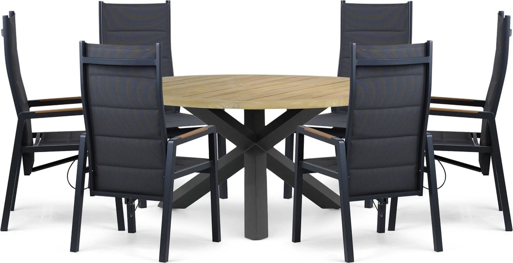 Tuinset Ronde Tuintafel 6 personen 160 cm Aluminium Grijs Lifestyle Garden Furniture Essence/Rockville