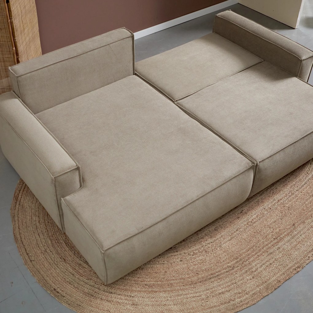 Beige Slaapbank Chaise Longue Links