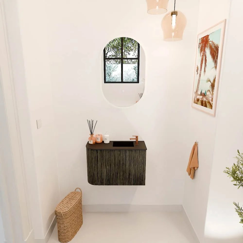 Mondiaz Joya 60cm toiletmeubel ronding links shadow met wastafel faye rechts 1 kraangat urban