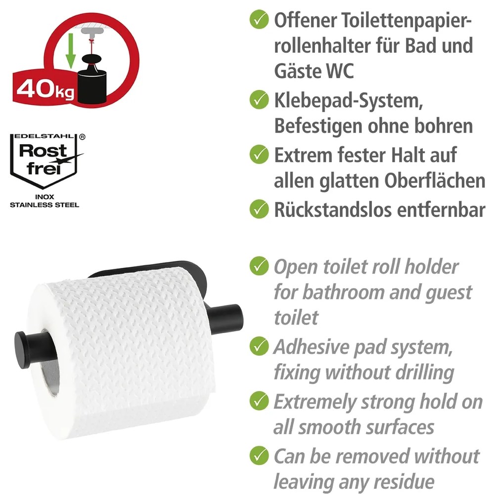 Wenko Orea turbo-loc toiletrolhouder RVS zwart mat